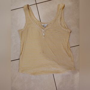 Lucky Brand Yellow and White Striped Tank Top